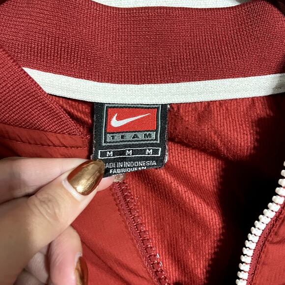 Nike Oklahoma Sooners 1/4 Zip Pullover Windbreaker Jacket Red White - Size M - Picture 3 of 10